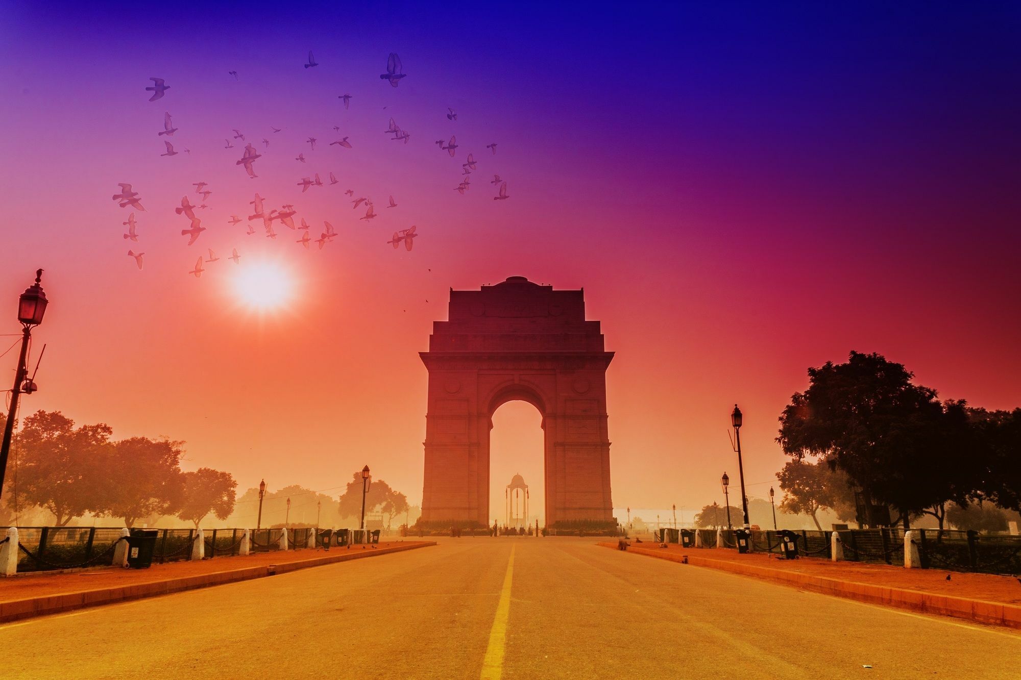 Aloft New Delhi Aerocity Exterior foto India Gate at sunset